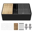 thumbnail image 5 of 33" L X 20" W Double Basin Workstation Farmhouse Kitchen Sink With Sink Grid, Cutting Board And Dish-Drying Rack  DV-1K0068B, 5 of 10