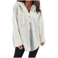 thumbnail image 1 of Women Button Down Hoodies Sweatshirt Grid Perspective Shirts Long Sleeve Crew Neck Tops Patchwork Sweatshirts Loose Fit Breathable Top Pure Color Basic Sweaters Fashion Casual Shirt, 1 of 7