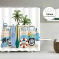 thumbnail image 4 of Surf RV Fabric Shower Curtain Set for Bathroom Decor 72Wx72H Inch Beach Coastal Theme Bath Accessories for Men Boys Tropical Palm Trees Pattern Camping Car Bathtub 12 Pack Plastic Hooks, 4 of 5