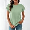 thumbnail image 2 of UAMVSH Cap Sleeve Tops for Women Summer Crewneck Sweatshirt Comfy Casual Loose Fit T Shirts with Pocket Fashion Clothes, 2 of 6