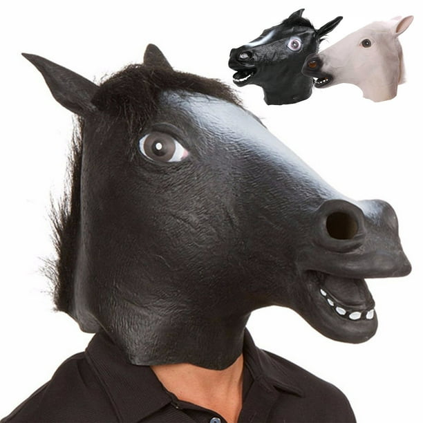 Fiudx Liquidación De Decoración Del Hogar Por Menos De $5 Divertida Máscara De Cabeza De Caballo De Halloween: Buena Para Fiestas De Disfraces, Bromas, Parodias De Comedia, Cubierta Facial Única De I