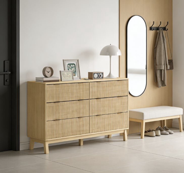Closet Dresser,6 Drawer Double Dresser for Bedroom