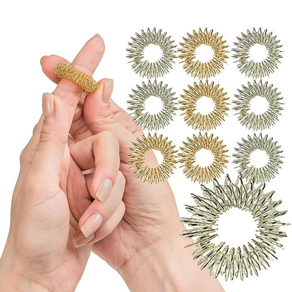 BAETEUY 10Pcs Spiky Massage Finger Ring Fidget Sensory Kids Adult Health Care Toy Tool