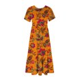 thumbnail image 3 of Robe d'Été pour Femmes 2024 Mode Grande Taille Manches Courtes Col Rond Ample Imprimé Couleur Longue Robe 50 % de Réduction Liquidation!, 3 of 4