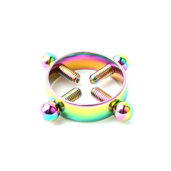 316 Surgical Stainless Steel Clip On Non Piercing Nipple Rings Rainbow Color 21x5mm