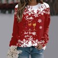 thumbnail image 3 of Gibobby Sudadera sin capucha y ocio para mujer, holgado a la moda, informal de casa con estampado navideño para mujer, atlético y Y2K (Rojo, L), 3 of 4