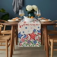 thumbnail image 2 of Independence Day Table Runner - 60 Inch Long, Kitchen Dining Table Runner Dresser Scarves, 4th of July Striped Stars Patriotic Burlap Farmhouse Decor for Coffee Tables Wedding Party Banquet, 2 of 8