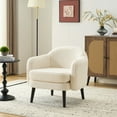 thumbnail image 6 of Ktaxon Accent Chair, Teddy Velvet Deep Seat Armchair with Wood Legs, Comfy Sinlge sofa for Living Room, Bedroom, Reading Nook Teddy White, 6 of 8