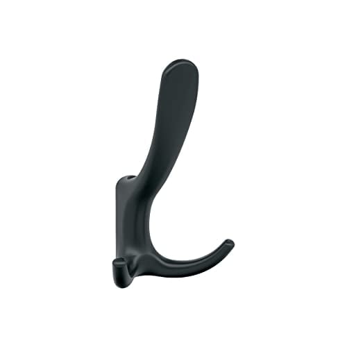 Amerock HBX37013MB | Finesse Triple Prong Decorative Wall Hook | Matte Black Hook for Coats, Hats, Backpacks, Bags | Hooks for Bathroom, Bedroom, Closet, Entryway, Laundry Room, Office