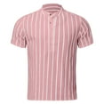 thumbnail image 3 of Bcfgryg Male Casual Stripe Shirt Short Sleeve Stand Collar Shirt Blouse Tops Men's Casual Shirts, 3 of 5