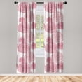 thumbnail image 3 of Ambesonne Floral Curtains, Rose Drawings Romantic Print, Pair of 28"x95", Pale Ruby Grey Pink, 3 of 5