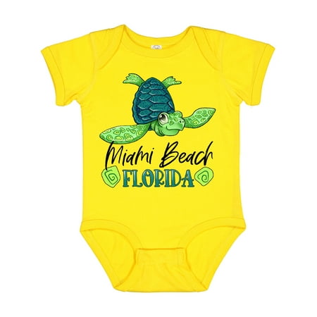 

Inktastic Miami Beach Florida Happy Sea Turtle Gift Baby Boy or Baby Girl Bodysuit