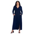 thumbnail image 5 of Plus Size V Neck Long Sleeve Side Slit Maxi Dress, 5 of 10