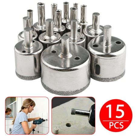 TSV 15Pcs 6mm-50mm Diamond Hole Saw Drill Bit Set Cutting Tool For Tile Marble (Best Drill For Hole Saw)
