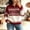 Red, variant on Women's Quarter Zip Sweater Lapel Collar Long Sleeve Relaxed Fair Isle Jacquard Pullover Free Size