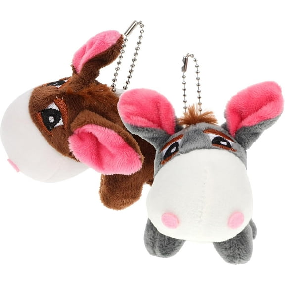 2pcs Cute Plush Donkey Keychains for Boys and Girls Soft Backpack Pendants Adorable Plush Charms for School Bags and Key Ornaments