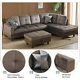 thumbnail image 3 of PonLiving 3 PCS Living Room Set, Sectional Sofa Set, Sectional Sofa in Home, with Storage Ottoman and Matching Pillows (Right Hand Facing, Espresso 1), 3 of 12