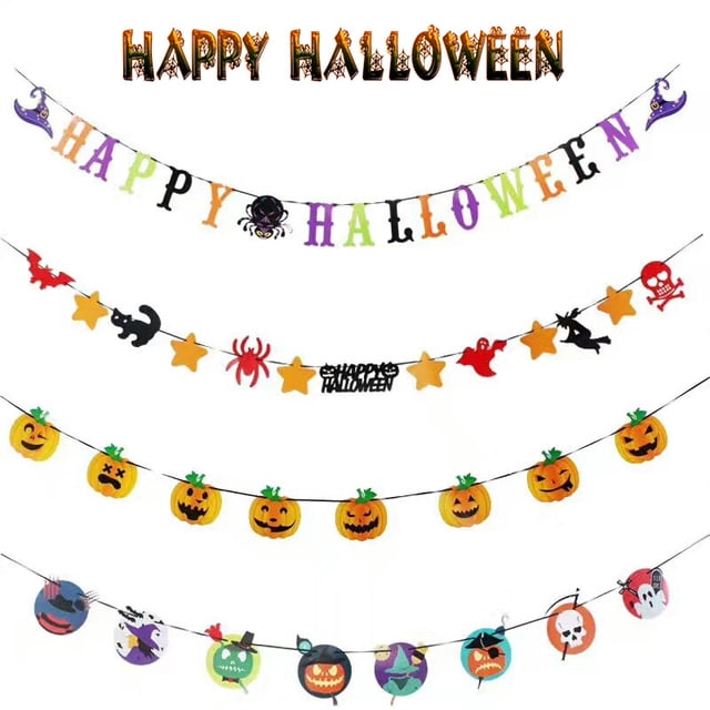 4 juegos de pancartas para fiesta de cumpleaños de Halloween, decoraciones para fiesta de cumpleaños de Halloween para decoraciones de fiesta de cumpleaños con temática de Halloween
