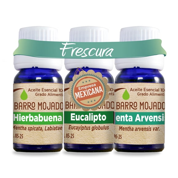 PAQ. ACEITES ESENCIALES FRESCURA, GRADO ALIMENTICIO (EUCALIPTO, HIERBABUENA, MENTA)