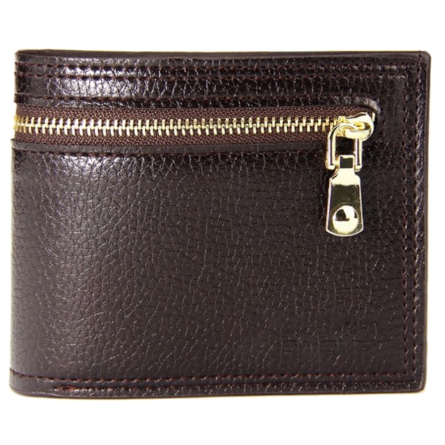 Men's Wallet Faux Leather Credit Card Holder Clutch Wallet with ID Window Zipper