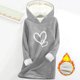 thumbnail image 1 of TaTaai Fashion Women's Valentine's Day Printed Hooded Sweatshirt, Thickened Long-Sleeve Casual Top, Soft Fabric for Winter Spring Daily Home Work Wear Gift, 1 of 5