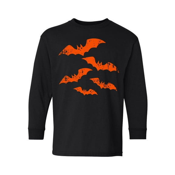 Awkward Styles Halloween Youth Sweatshirt Girls Boys Orange Bats Crewneck Tee for Kids