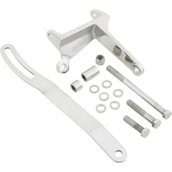 Speedway Motors Polished Stainless Steel Upper Alternator Bracket, Fits Small Block Chevy Using Short Water Pump, High Inboard Mount Location, 3 Pounds