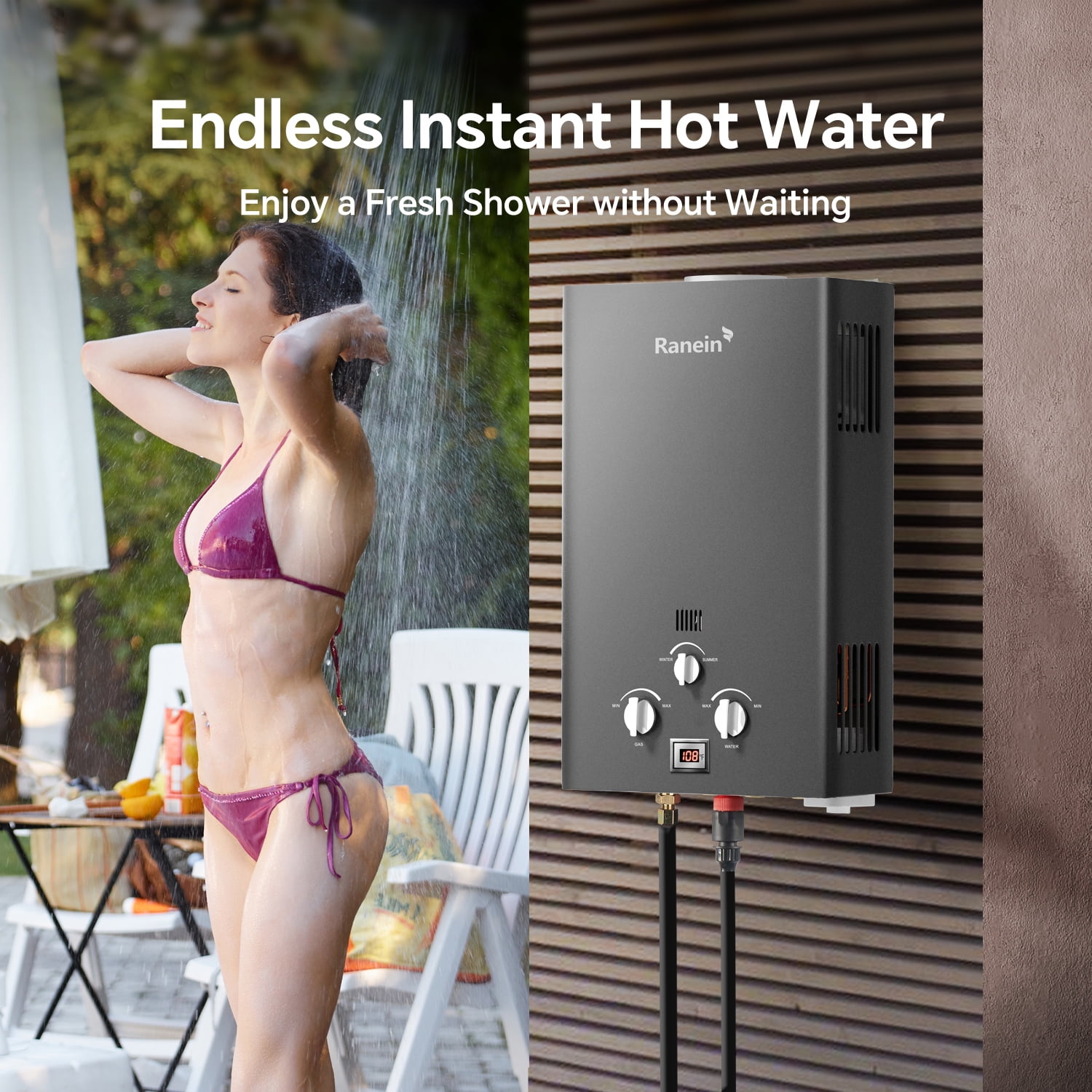 Portable Water Heater 12L Outdoor Tankless Water Heater Instant Gas Propane Hot Water Heater with Handle for RV Camping Trips Cabins Barns