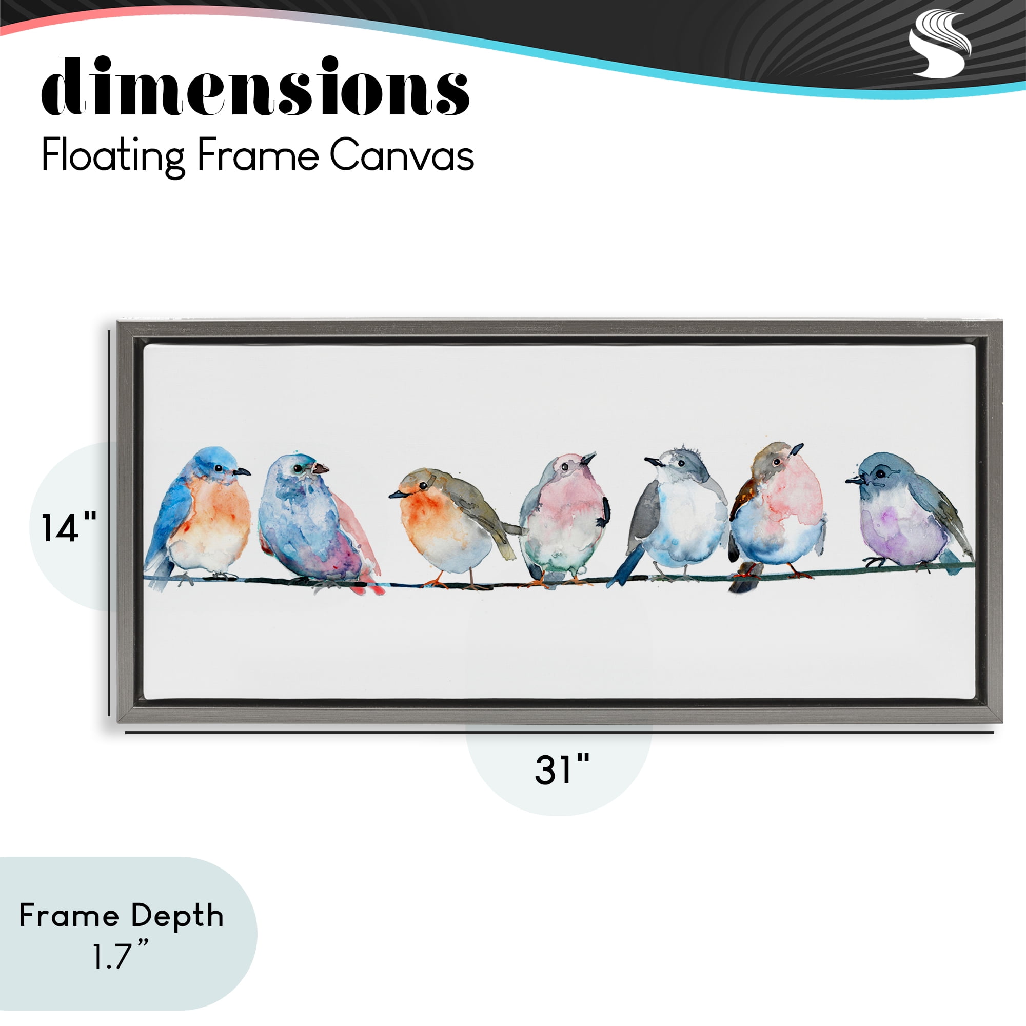 Stupell Industries Perching Pastel Birds Gray Framed Floater Canvas Wall Art, design by Lorenzo Collective