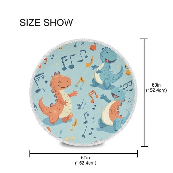 BZSMCE Round Tablecloth Cute Dinosaur Pattern Tableclothes