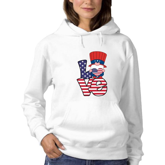 Gnome Usa Love Hoodie Women -Image by Shutterstock, Female Medium