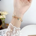 thumbnail image 5 of Dressy Chain Bracelet Compatible for Apple Watch Band 38mm 40mm 41mm, Elegant Bling Leaf Clover Chic Band for iWatch Series 9 8 7 6 5 4 3 2 1 SE Women Girls Wrist Strap, Gold/Color, 5 of 6
