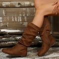 thumbnail image 5 of Mostsola Slouchy Knee High Boots Women Side Zipper Casual Suede Round Toe Flat Mid Calf Boots, 5 of 9