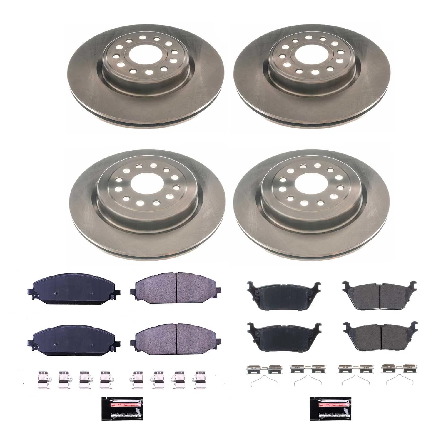 PowerStop Front and Rear Stock Replacement Brake Pad and Rotor Kit Fits: Select Models KOE8182