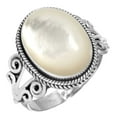 thumbnail image 1 of 925 Silver Ring For Women - Teens White Natural Mother Of Pearl stone Silver Ring April Birthstone Costume Silver Ring Size 8.5 Gift For Wife On Engagement 925 Silver Jewelry With Gemstone, 1 of 5