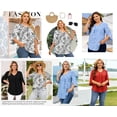 thumbnail image 2 of TEMOFON Plus Size Tops for Women Summer V Neck 3/4 Sleeve Blouses Floral Print Casual Tunic Tops Loose Flowy Blouses XL, 2 of 7
