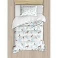 thumbnail image 3 of Moose Duvet Cover Set Queen Size, Winter Forest Retro Style Illustration with Reindeer and Trees Snowy Xmas Nature, Decorative 3 Piece Bedding Set with 2 Pillow Shams, Brown Blue, by Ambesonne, 3 of 3