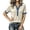 White, variant on Blouses for Women Trendy Contrast Collar Cuff Short Sleeve Top Textured Raglan Shirt Comfortable Relaxed Everyday Wear, Size S-XXL