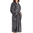 thumbnail image 2 of Cotton Paradise Mens and Womens Robe, Warm Fleece Unisex Bathrobes, Soft Plush House Robes, Medium-Large, Dark Gray, 2 of 7