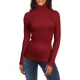 thumbnail image 3 of Jersey v28 para mujer, elástico, cuello alto, punto, color burdeos, XL, 3 of 5