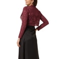 thumbnail image 3 of INSPIRE CHIC Women's Floral Lace Sheer Open Front Bolero Shrug Cropped Cardigan XS Carmine Red, 3 of 6