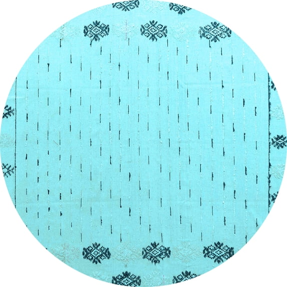 Ahgly Company Indoor Round Solid Light Blue Modern Area Rugs, 4' Round