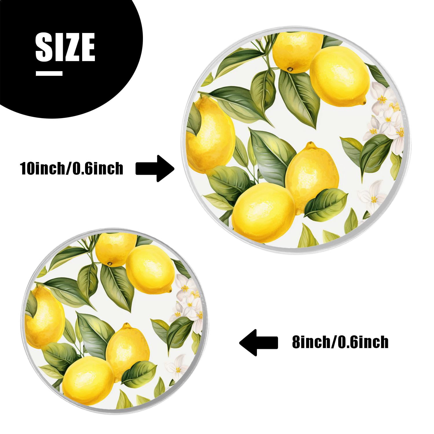 Stove Burner Covers 4 Pcs for ,Lemon Tree Branches Watercolor Summer colorful, Round Gas Stove Burner Cover 8Inch And 10Inch
