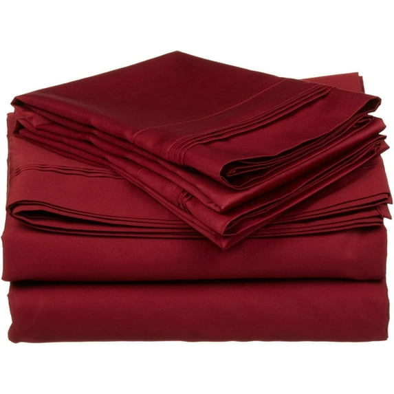 Alive Pixels Sheet Set Burgundy Solid 100 Percent Pure Cotton Super Soft 4-Piece Sheet Set with 10" Inch Pocket Sheet Set 450TC (California King, Burgundy)