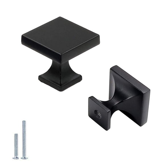 Peaha Lot de 15 Boutons d'Armoire Noirs - Poignées Quincaillerie de Bouton de Tiroir Carré PH6785BK pour Cuisine Commode Salle de Bain