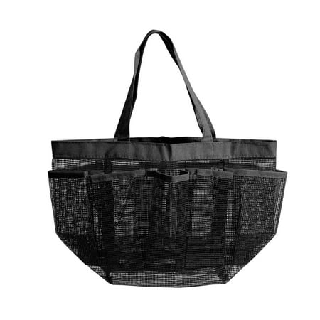 Quick Dry Mesh Shower Caddy Portable Mesh Shower Caddy, Quick Dry Shower Tote Hanging Bath & Toiletry Organizer Bag with 8 Storage Pockets, Black ()