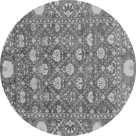 Ahgly Company Indoor Round Abstract Gray Modern Area Rugs, 8' Round