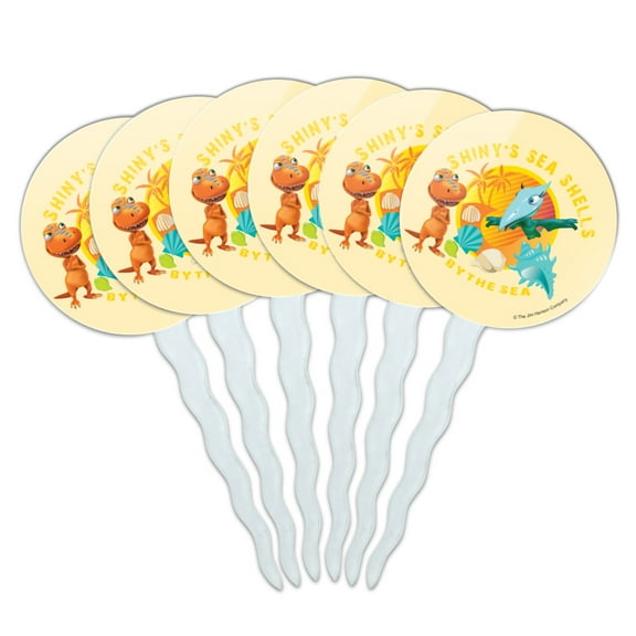 Shiny's Sea Shells by the Sea Dinosaur Train Cupcake Picks Toppers Decoration Set of 6