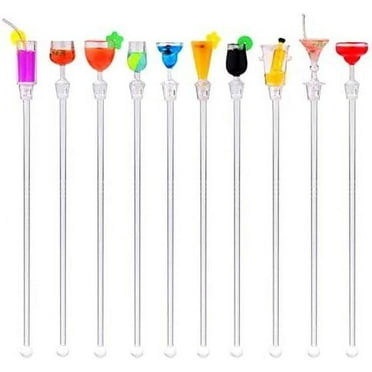NeveLance 10Pcs Acrylic Cocktail Mixing Spoon, Party Swizzle Sticks, Summer Cocktail Barware