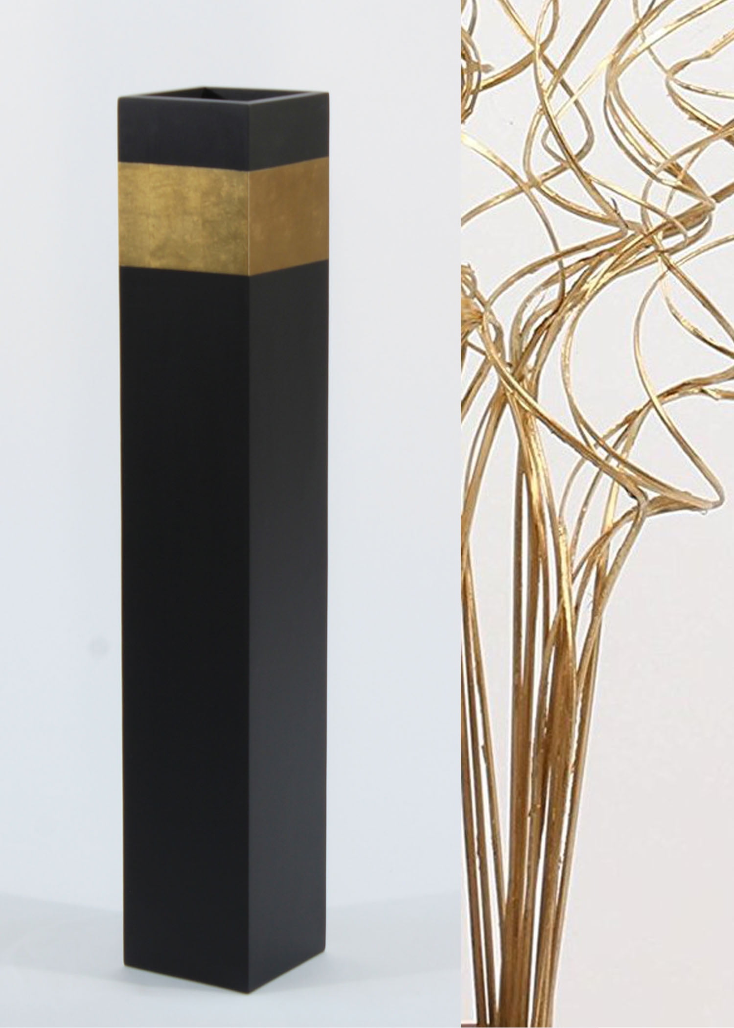 Green Floral Crafts 28" Tall Square Black Floor Vase